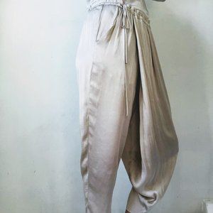 Silky crossover pant with drawstring waist